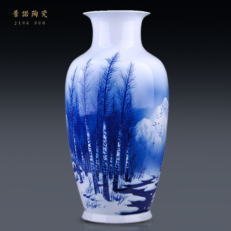 Jingdezhen Ceramic Ware Celebrity Hand-painted Green Flowers Bottle Chinese Style Home Living Room Decoration TV Cabinet Flower Arrangement Pendulum