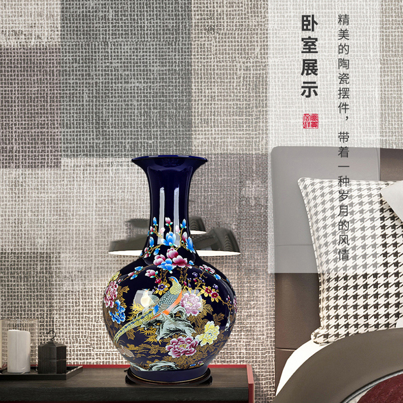 Jingdezhen ground flower bottle of new Chinese style household ceramics large flower arrangement sitting room adornment TV ark, furnishing articles