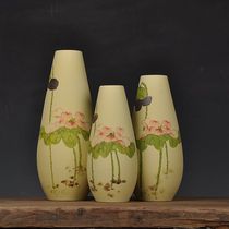 Jingdezhen vase ceramic ornaments hand-painted frosted three-piece set home decorations craft living room porcelain ornaments