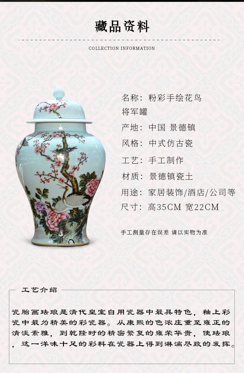 Jingdezhen ceramics archaize the qing qianlong colored enamel painting of flowers and general pot vase Chinese crafts are sitting room