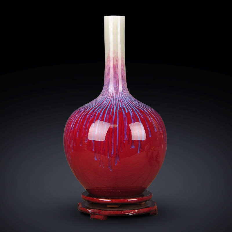 Jingdezhen Ceramic instrumental New Chinese classical Xuanguan Living room Small and dry flower decoration Decorative Crafts Gift Pendulum home Pendulum Vase