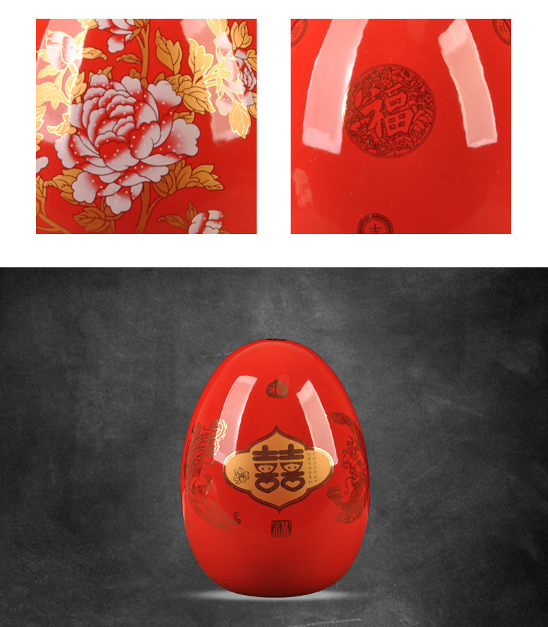 Jingdezhen ceramic Chinese red f egg furnishing articles for double happiness I new home decoration home decoration wedding gift