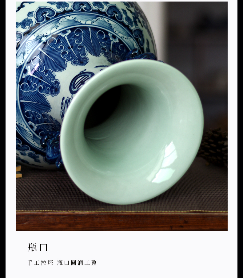 Jingdezhen ceramics archaize rich ancient frame of new Chinese style classical blue - and - white TV sitting room porch ark, handicraft furnishing articles