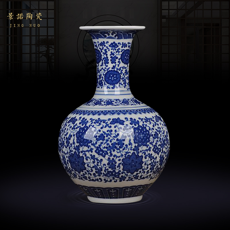 Jingdezhen Ceramics Analogy Classical Blue Ceramic Vase New Chinese Home Decoration Architecture Gift Decoration