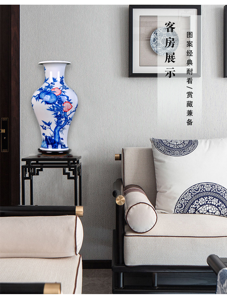 Jingdezhen ceramics vase hand - made porcelain lad youligong peach is archaize sitting room of the new Chinese style flower arrangement furnishing articles