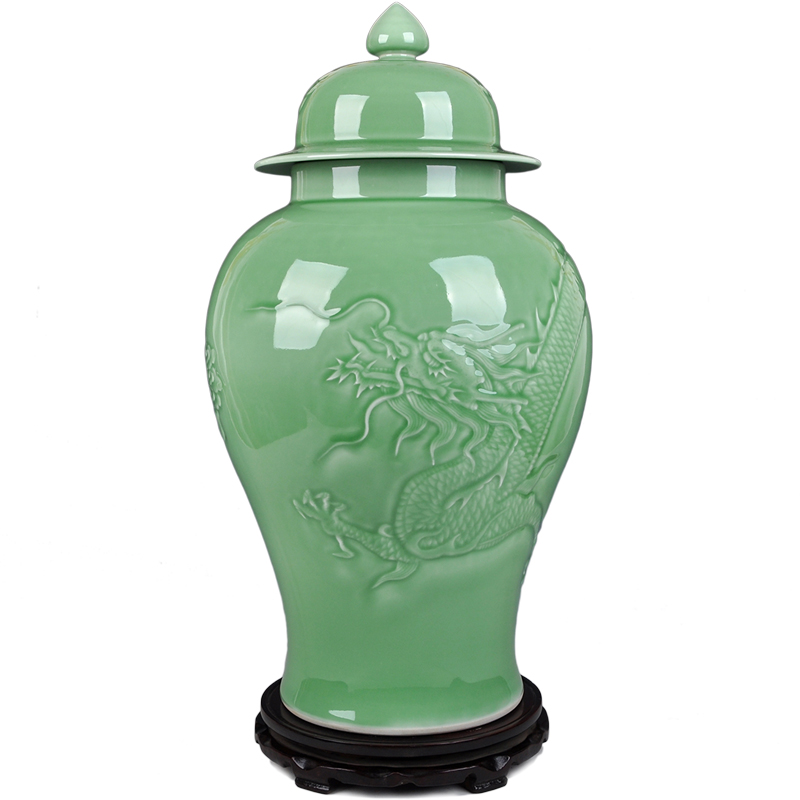 Jingdezhen ceramics porcelain bottle shadow carving xiangyun dragon classical household ground adornment handicraft furnishing articles in the living room