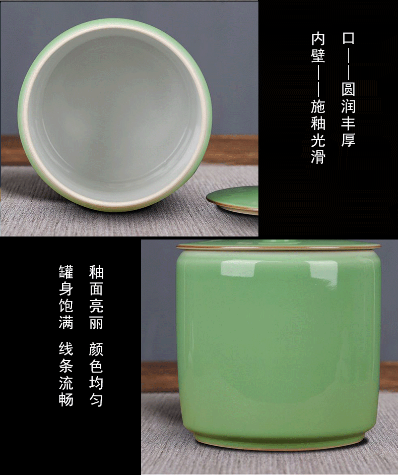 Jingdezhen hand - made ceramic POTS caddy fixings large deposit tea tea tea sealed cylinder storage warehouse of bread seven as cans