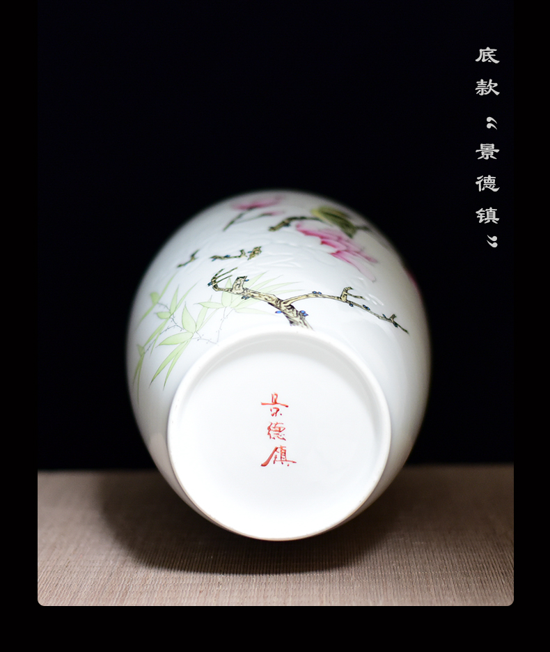 Jingdezhen ceramics hand - made painting of flowers and medium sitting room porch TV ark, the new Chinese vase furnishing articles dried flower arranging flowers