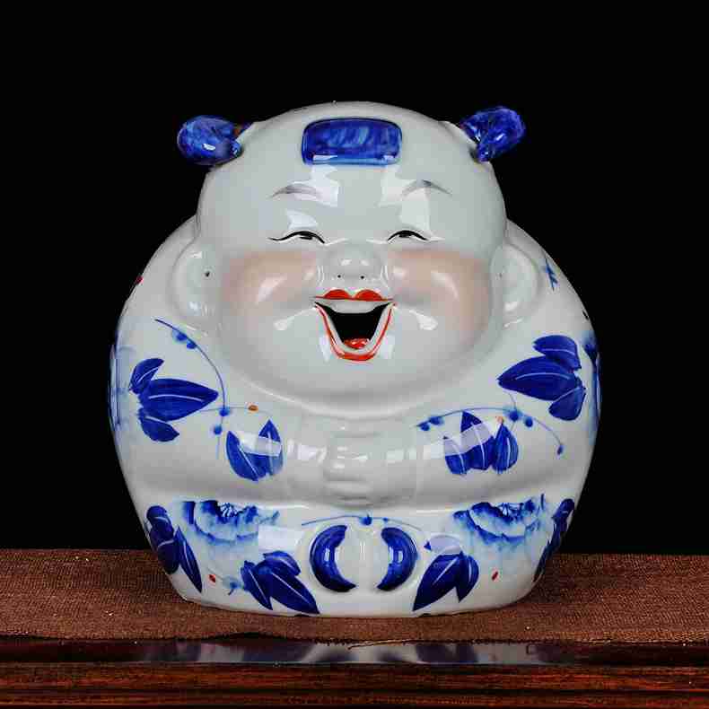 Jingdezhen blue and white porcelain ceramic dolls household adornment ark hotel office furnishing articles hand - made of fuwa