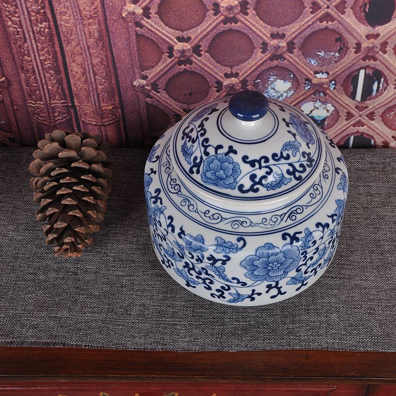 Jingdezhen blue and white ceramics glaze color storage tank under caddy fixings household adornment handicraft furnishing articles