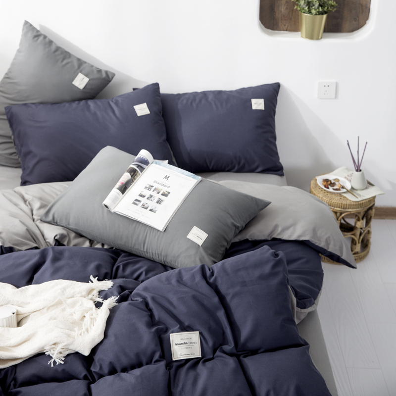 Bed Bedding Pure Color Four Pieces Sets 1 5 1 8m Single Double Minimis Quilt Cover Bed Linen Student Dormitory Three Sets 3