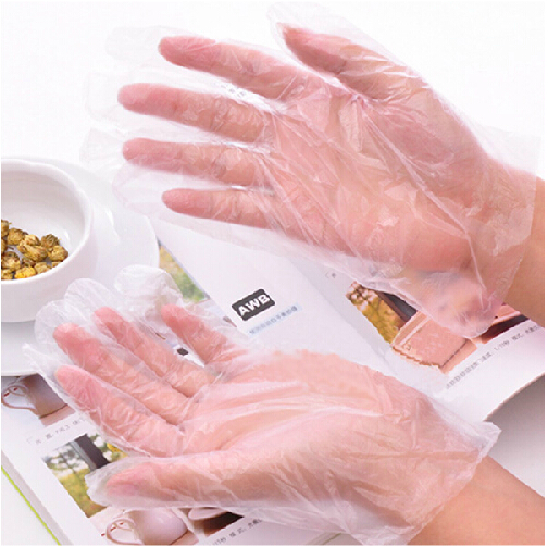 Disposable PE gloves plastic film beauty housework food catering check plastic gloves about 100 a pack