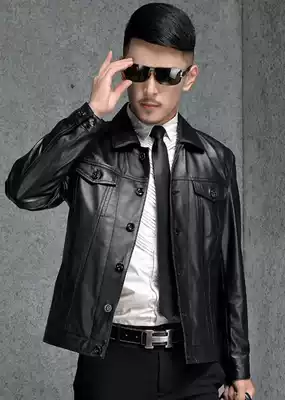 Pizhuang leather leather clothing men's sheep leather Haining 2021 new leather jacket thin coat autumn and winter Cotton