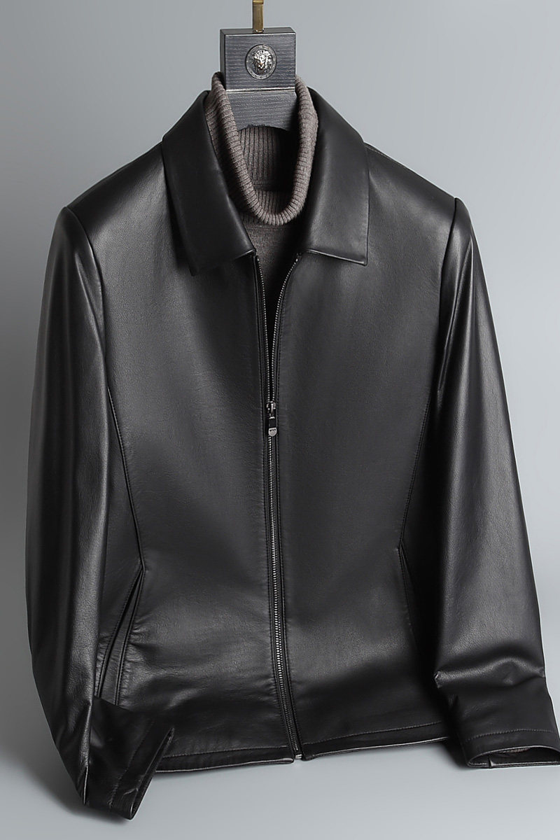Leather Zhuang Import Head Layer Cow Leather Leather Clothing Men Genuine Leather Haining 2021 New Leather Jacket Men's Thin Coat Autumn Winter Plus Cotton