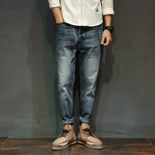 Утепленные джинсы с начесом, мужские эластичные штаны, оверсайз