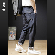 Fall High-end Soft Elastic Casual Jeans Male Tide 2021 New Loose Straight Drum Pants Men Tide Cards