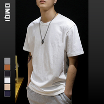 250 gr weighs in pure cotton without deformation pure color base short sleeve t-shirt male loose big code thick solid quality half sleeve clothes