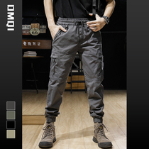 Autumn Winter Cotton Bomb Heavy Process Washed Multi-Bag American Engineering Pants Male Tide Card Repair Elastic Quality Bunch Foot Pants Tide