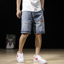 Denim shorts mens tide loose trend tooling casual five-point pants in summer wear old Joker large size Middle pants