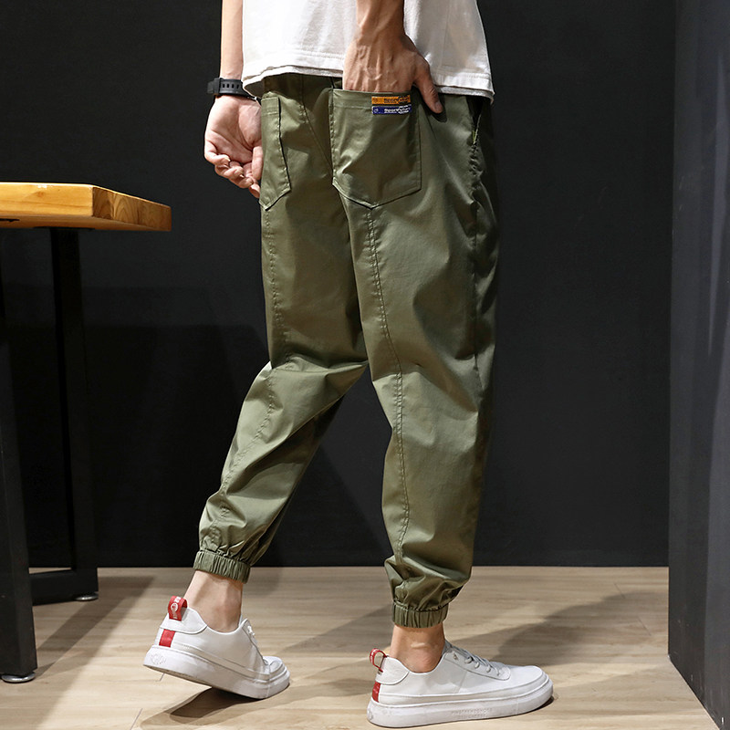 Summer Ice Pants Men's Loose ankle-length pants Ultra-thin Quick Dry Silky Sports Corset Mouth Pants Fat Harren Pants