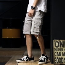 Tooling shorts Mens loose stretch tide brand multi-pocket five-point pants Mens Japanese trend Yu Wenle large size pants