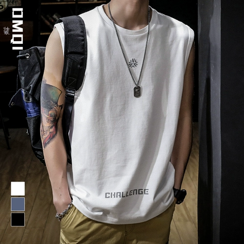 Летняя белая хлопковая футболка без рукавов, жилет, оверсайз, короткий рукав