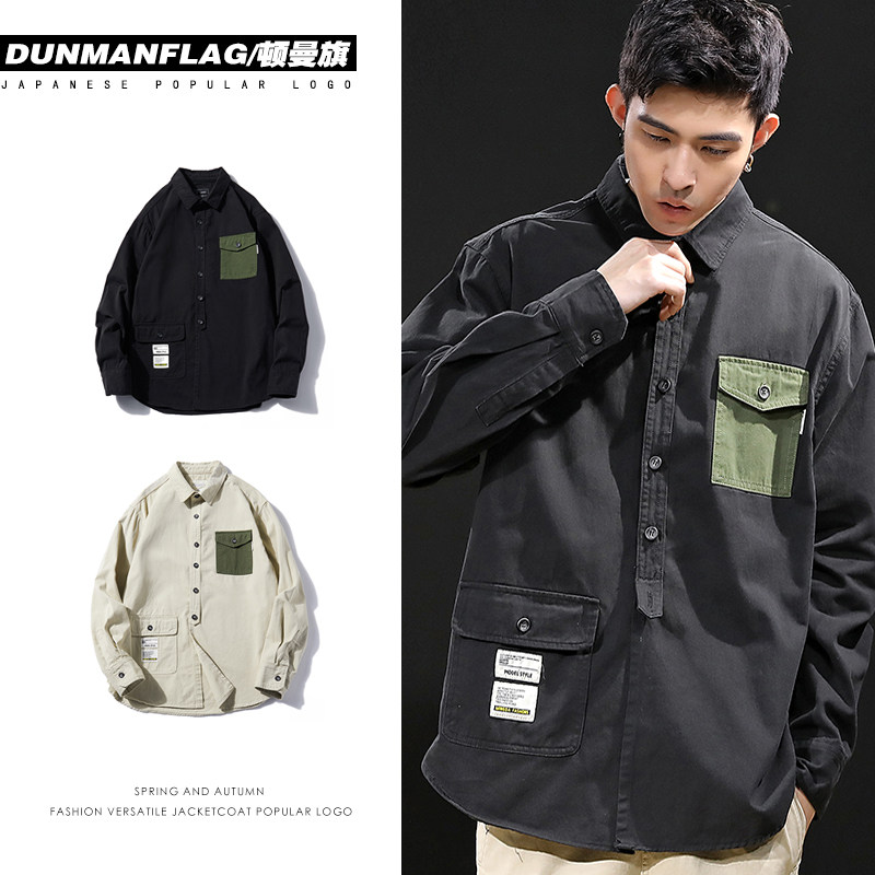 Spring and autumn frock jacket jacket Men's Korean version of the trend casual wild ins tide handsome top tide brand Harajuku thin