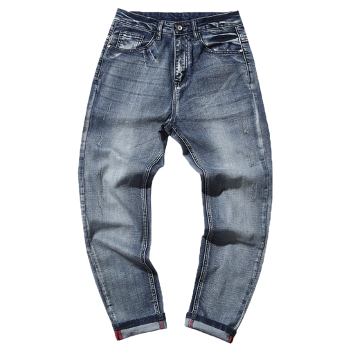 Утепленные джинсы с начесом, мужские эластичные штаны, оверсайз