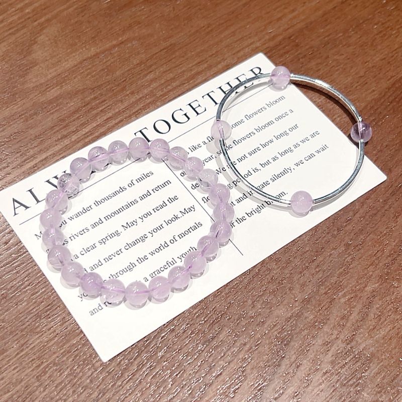 Natural Lavender Amethyst Must Pass the Bracelet for Every Exam, Gift-Giving Nine Purple Fire Natal Cat's Eye Stone Two-Piece Set