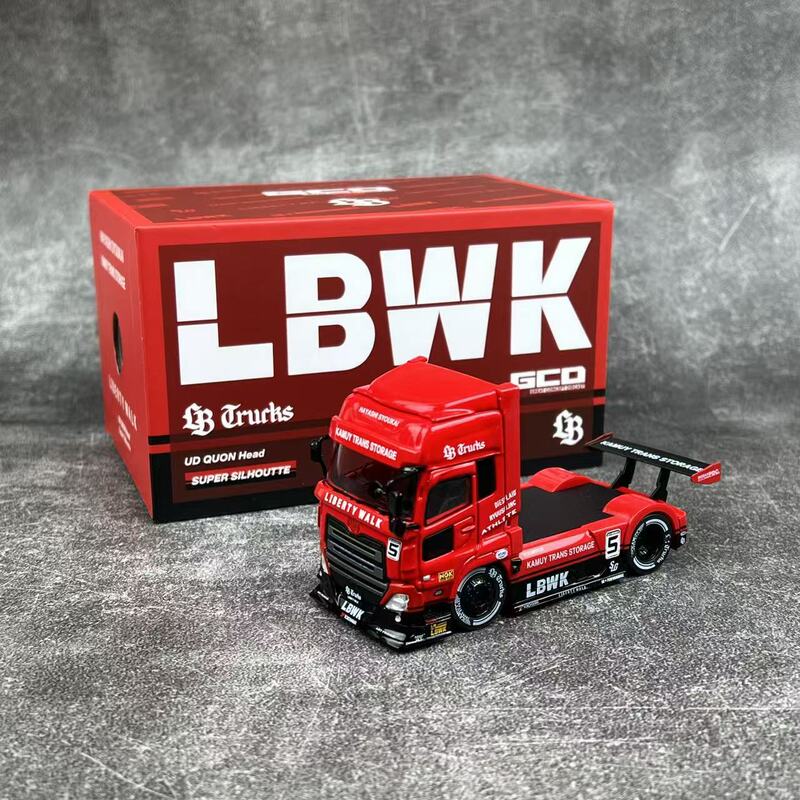 Gcd 1:64 Lbwk Collaboration with Mitsubishi Super Silhouette Truck Red and Black Container Tractor Alloy Car Model