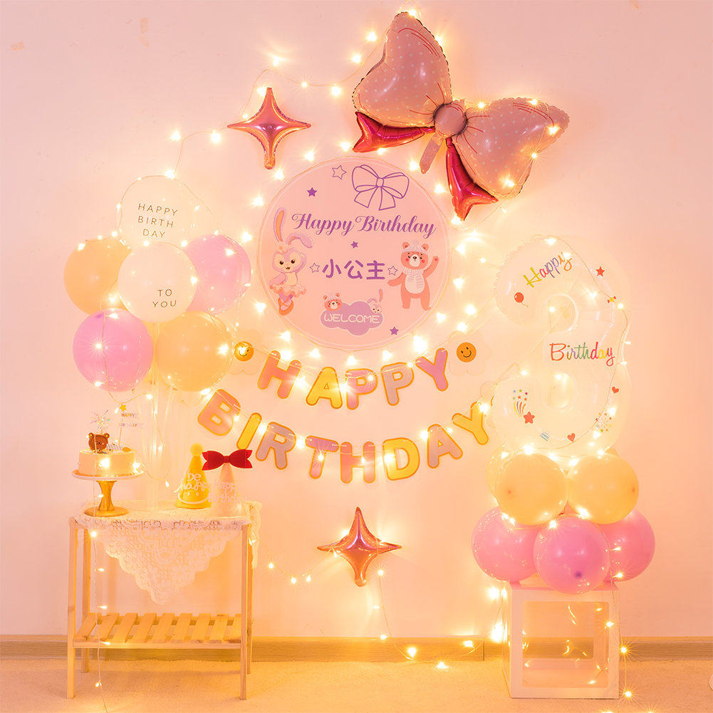 Boys and girls baby hundred days one-year-old children's birthday decoration scene arrangement party balloon poster background wall