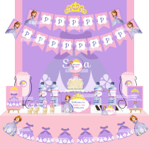 Sophia little princess girl birthday full moon 100-day banquet dessert table background decoration supplies custom name background