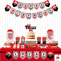 Car story McQueen boy birthday full moon 100-day feast party dessert table decoration supplies Custom name