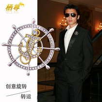 Dizun high-end original designer custom creative rotating rudder brooch mens suit high-end luxury decoration