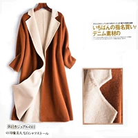 Mùa đông 2018 mới áo khoác cashmere hai mặt dài tay trong phần dài của áo len thời trang pop AB mặt nữ w áo cardigan