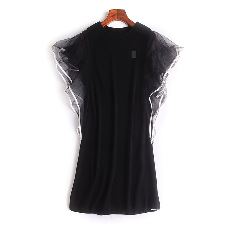 50% off mới đan khâu lưới ruffle thiết kế đầm cuff dam maxi