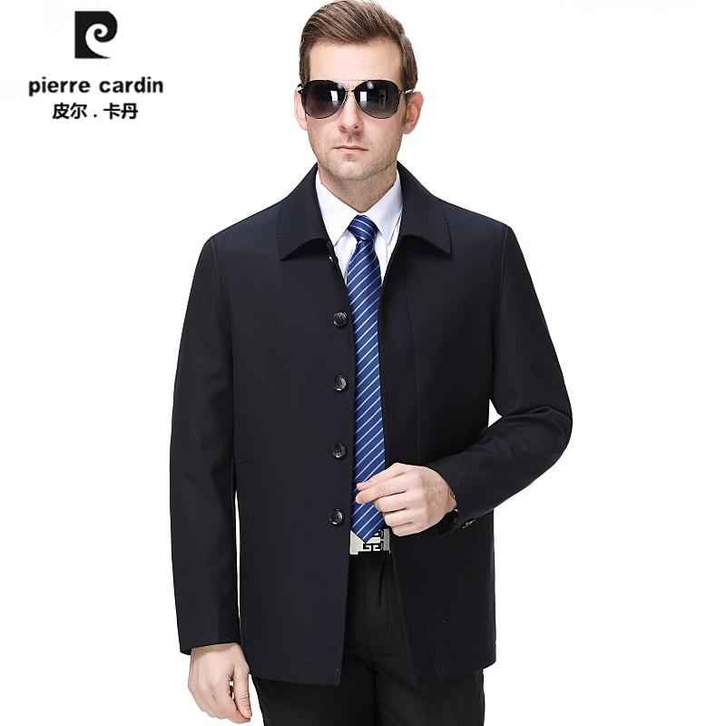 Pilkardon Spring Autumn Men's Jacket Jacket Loose large size casual middle-aged single row Buttons Brands Dad Dress Coats