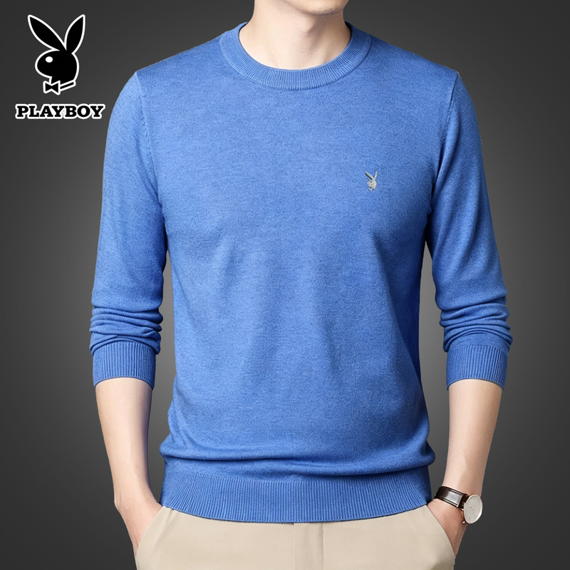 Playboy Autumn and Winter Thin Round-Neck Wool Sweater for Young and Middle-Aged Men, V-Neck Sweater, Versatile Men's Knitted Base Shirt t Playboy Autumn and Winter Thin Round-Neck Wool Sweater for Young and Middle-Aged Men, V-Neck Sweater, Versatile Men's Knitted Base Shirt t