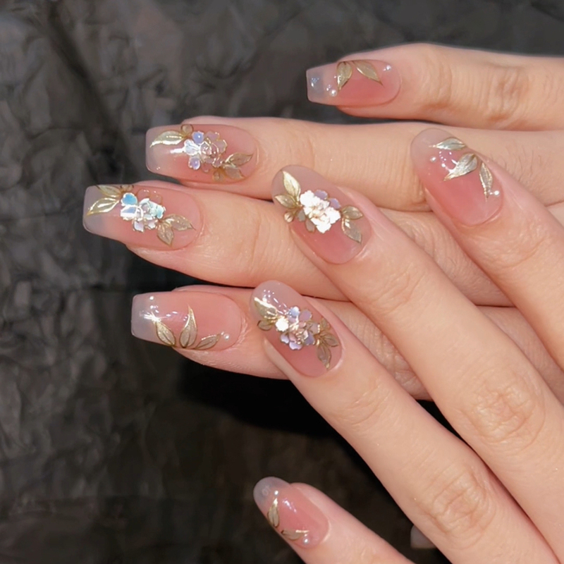 "National Beauty" Intangible Cultural Heritage Mother-Of-Pearl New Chinese Style Peony Flower Purely Handmade Nail Art Wearable Nails "National Beauty" Intangible Cultural Heritage Mother-Of-Pearl New Chinese Style Peony Flower Purely Handmade Nail Art Wearable Nails