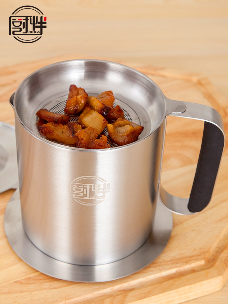 304 stainless steel oil pot Kitchen supplies large capacity oil storage tank Household oil bottle Lard filter oil residue oil separator