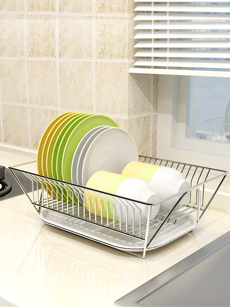 304 stainless steel single-layer bowl plate dining utensils storage rack leaching bowl rack Kitchen supplies drying leaching bowl storage rack
