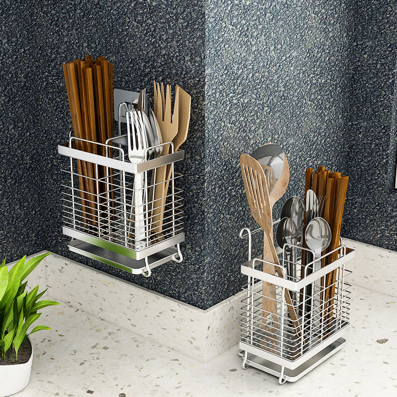 304 stainless steel chopstick cylinder free of punching wall-mounted drain chopstick cage chopstick basket chopstick containing box for home