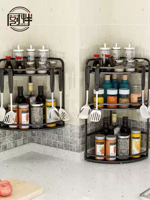 Kitchen companion stainless steel kitchen triangle rack seasoning rack seasoning tank rack kitchenware products wall hanging corner storage rack