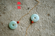 Wanshu old pit jade safe buckle earrings 18K gold