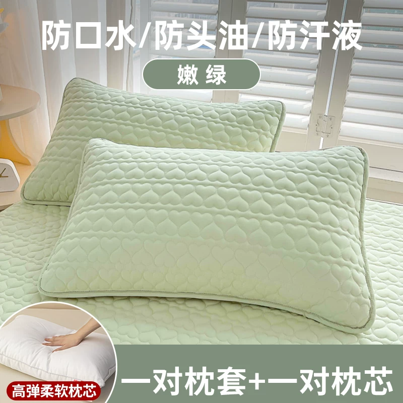 [防口水枕头套防油污隔脏枕套单个家用一对装枕芯内胆套48cmx74cm]