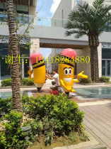 Creative resin doll decorations educational ornaments fiberglass painted pencil figures cartoon kindergarten sculptures