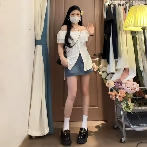 Летняя приталенная рубашка, размер, открытые плечи