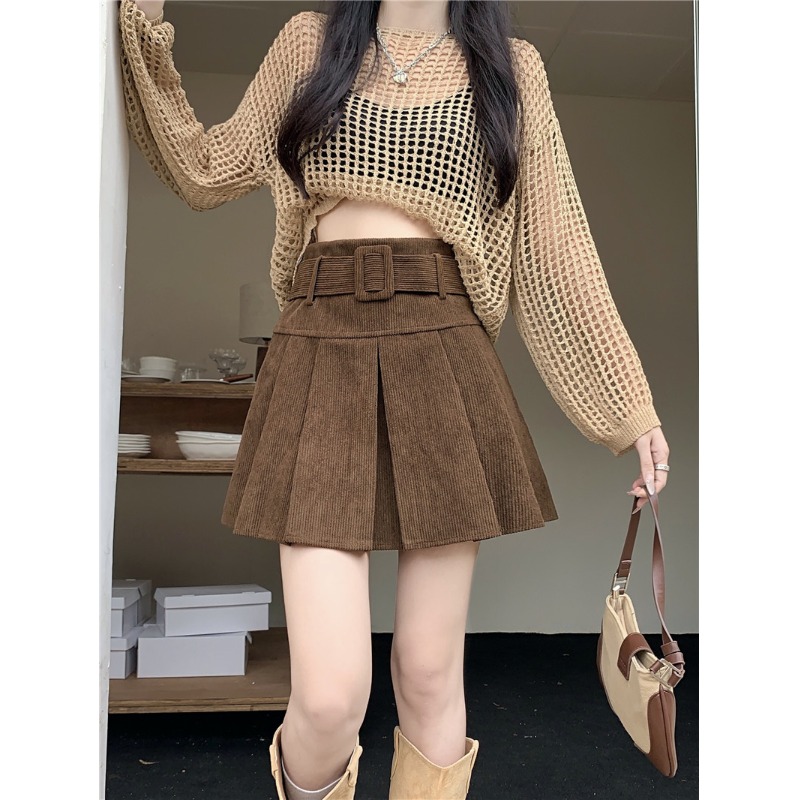Large size Fat mm2023 Fall women dress Dress Loose 100 Lap Light Core Suede 100 Plexigo Short Skirt High Waist Display Slim Fit Nepotism-Taobao