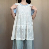 Летний кружевной комплект, жилет без рукавов, футболка, по фигуре, короткий рукав