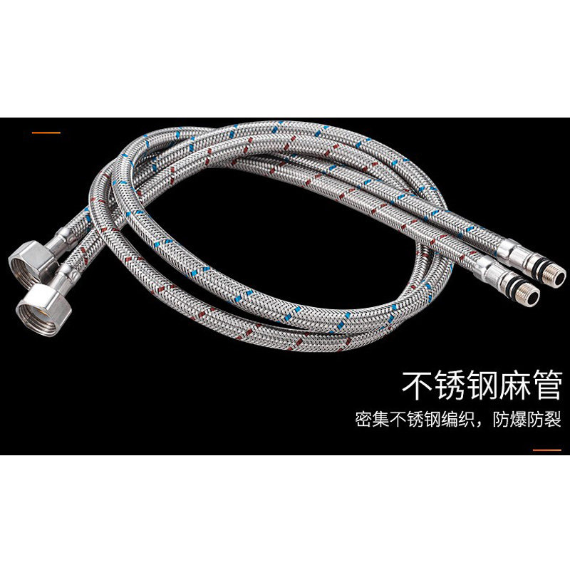 Baihui flag 304 stainless steel hot and cold hexagonal valve Bathroom thickened angle valve Faucet water stop valve Four-point hose